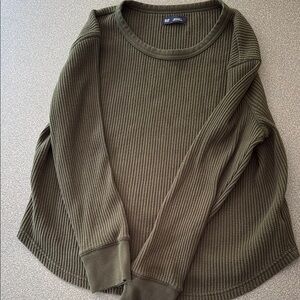 GAP Green Crew Neck Sweater with Ribbed Knit